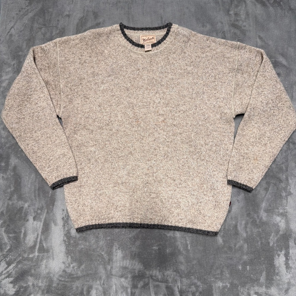 Woolrich Sweater Mens XL Wool Oat Crewneck Outdoor Cabin Warm Granola y2k